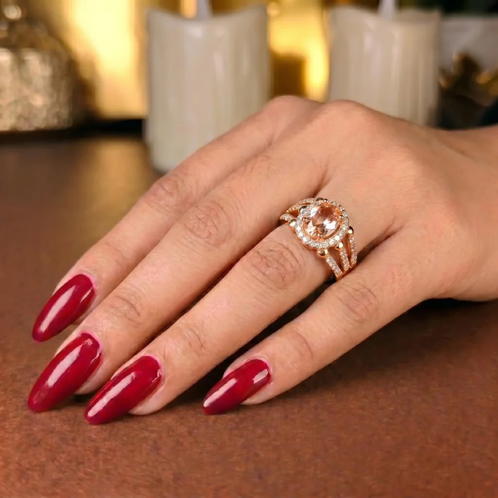 rose golden oval-cut split shank Ring