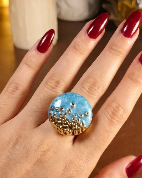 Ocean Silver and Topaz Blue Statement Ring