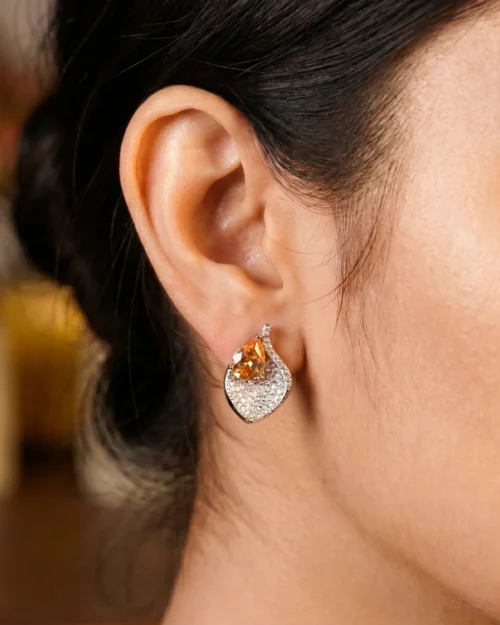 champagne water drop ear tops earings