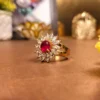 Red floral sunburst Ring | With Ring-box