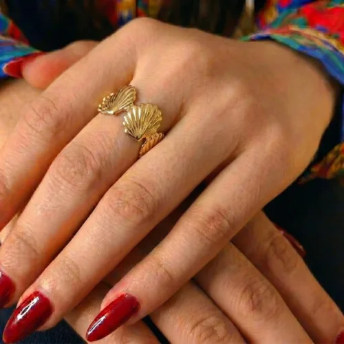Gold Plated Shell Shape Stainless Steel Ring