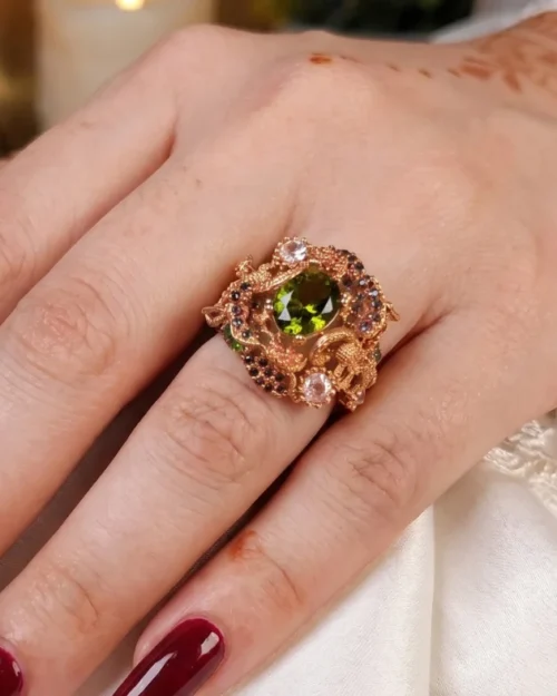Turkish Bridal and traditional wear green ring multicolor | with ring box