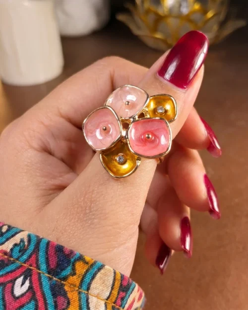 Flower-enamel petals Rings
