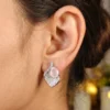 Pink silver Water Drop Stud Earrings