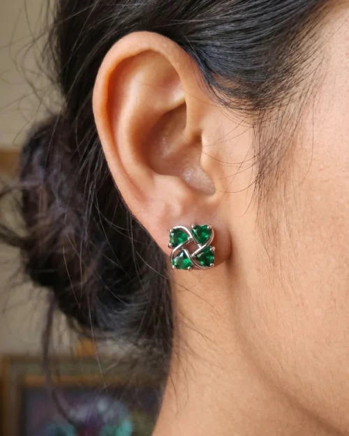 Green shamrock Ear stud earrings