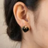 Black Heart shaped ear stud earrings