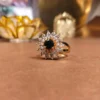 Black floral sunburst Ring | With Ring-box