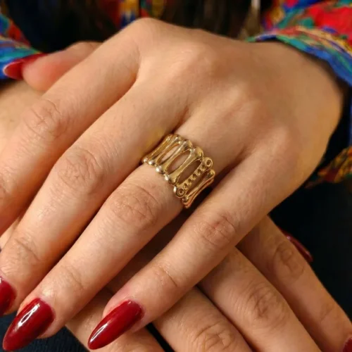 Golden ring-cuff crown Stainless steel | With Ring-box