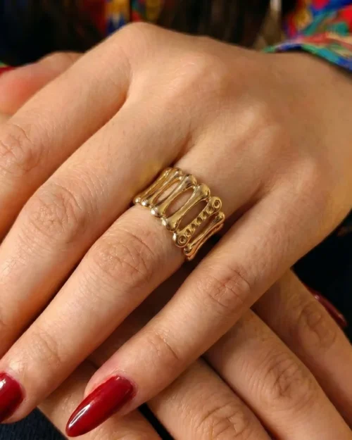Golden ring-cuff crown Stainless steel | With Ring-box