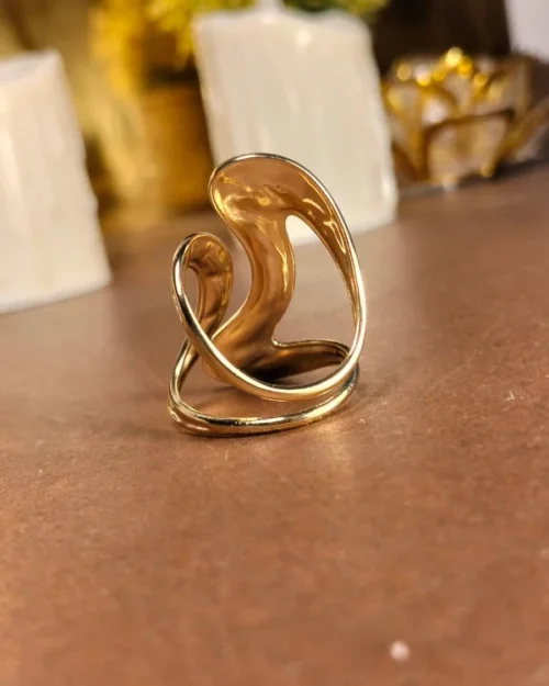 Riding the Waves, gold plated adjustable ring | With Ring-box