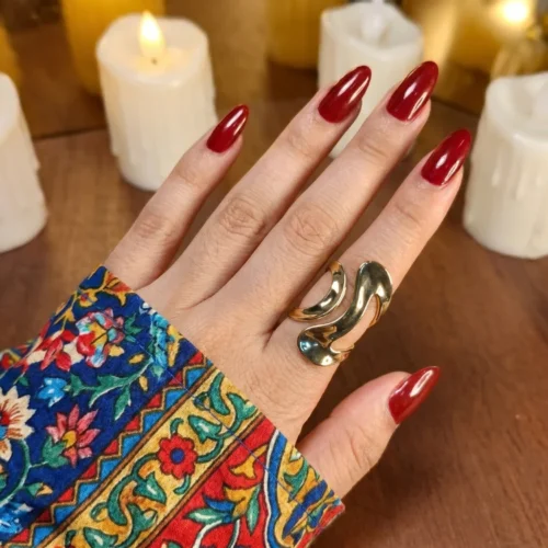 Riding the Waves, gold plated adjustable ring | With Ring-box