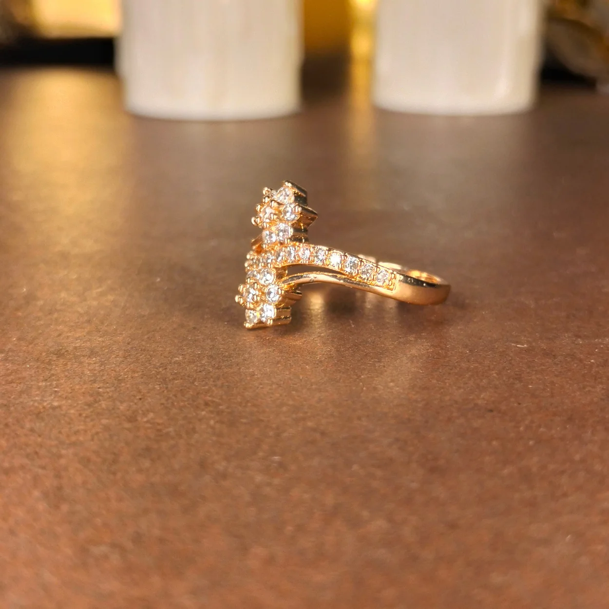 Goldwn Fancy double flower Ring