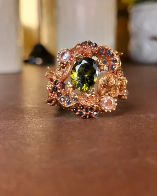 Turkish Bridal and traditional wear green ring multicolor | with ring box