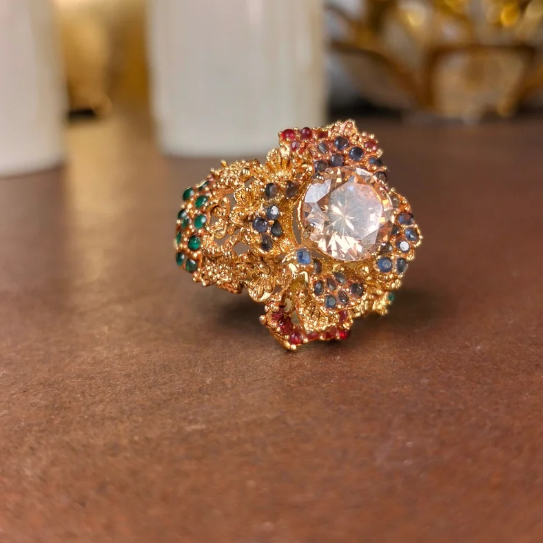 Turkish Bridal and traditional wear ring multicolor | with ring box