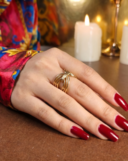 Butterfly waved gold plated ring | with Ring-Box