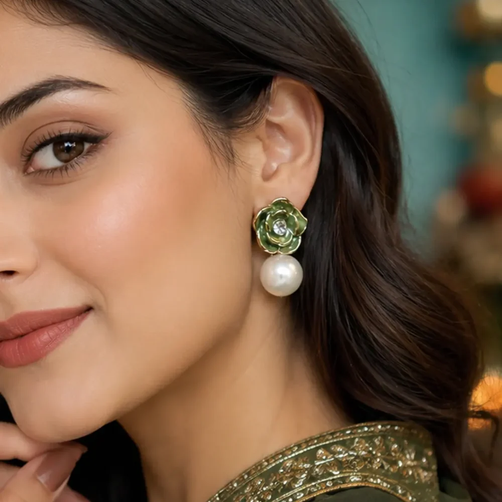 Greenflower Pearl Drop Earrings Tops